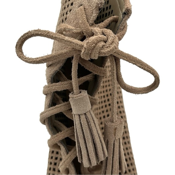 Marc Fisher Shaini Perforated Lace-up Peep Toe Ankle Booties - Picture 8 of 13